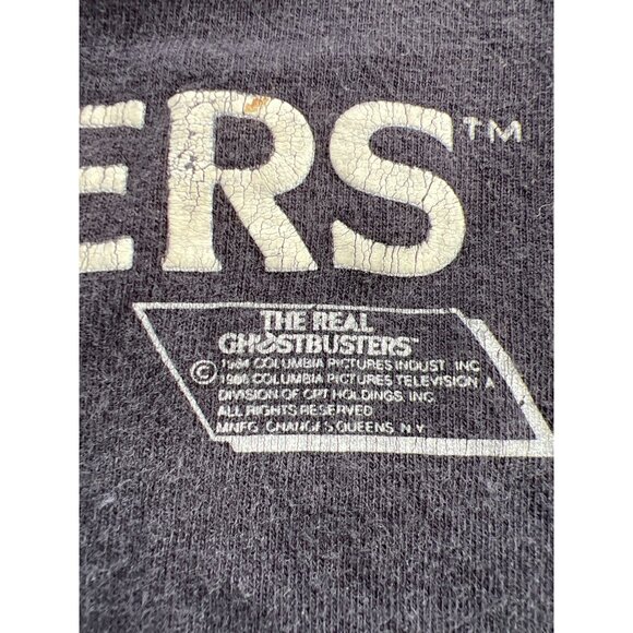 Vintage Kids 1986 The Real Ghostbusters Movie Promo Black T-Shirt With Logo Grap - Picture 3 of 6